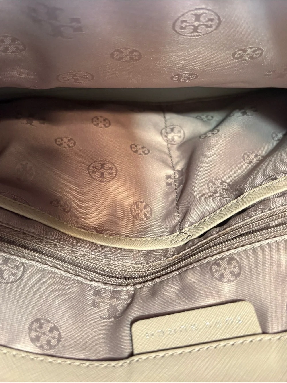 Tory Burch Neutral Taupe Leather Tote